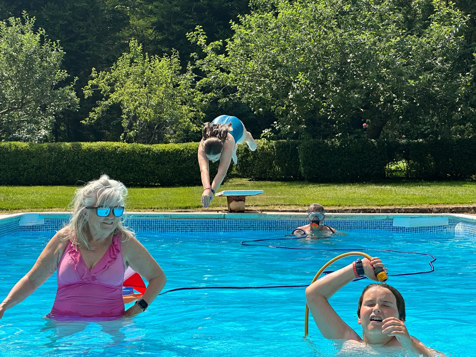 Shelagh enjoying a pool day with her family